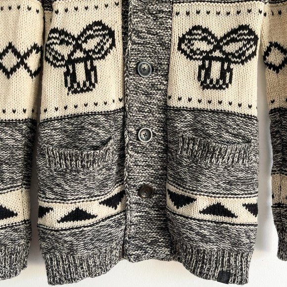 Aritzia TNA Black & White 100% Lambswool Knit Cardigan Shawl Collar Sweater Sz M - Picture 4 of 10